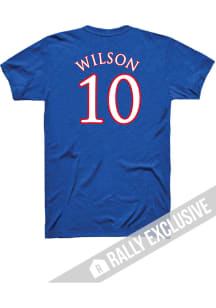 Jalen Wilson Kansas Jayhawks Blue Basketball Player Name and Number Short Sleeve Player T Shirt