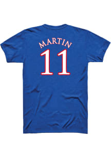 Remy Martin Kansas Jayhawks Blue Basketball Player Name and Number Short Sleeve Player T Shirt