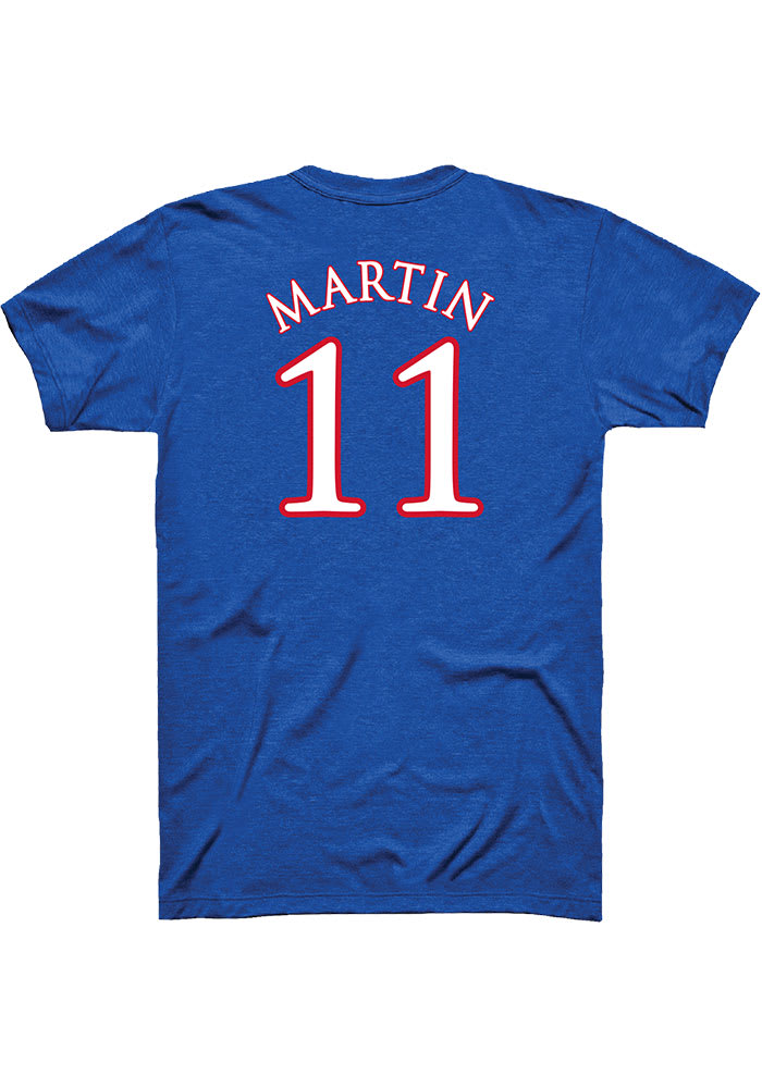Remy Martin Kansas Jayhawks Blue Player Name and Number Short Sleeve Player T Shirt