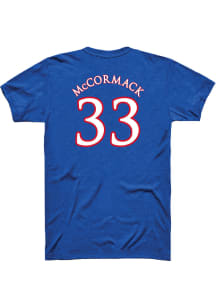 David McCormack Kansas Jayhawks Blue Basketball Player Name and Number Short Sleeve Player T Shi..