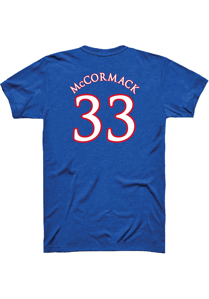 David McCormack Kansas Jayhawks Blue Player Name and Number Short Sleeve Player T Shirt