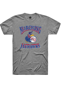 Rally Kansas Jayhawks Grey Marching Jayhawks Band Short Sleeve Fashion T Shirt