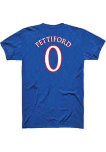 Bobby Pettiford Jr Kansas Jayhawks Blue Basketball Player Name and Number Short Sleeve Player T ..