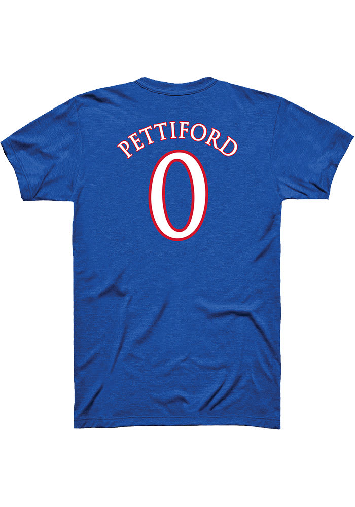 Bobby Pettiford Kansas Jayhawks Blue Player Name and Number Short Sleeve Player T Shirt