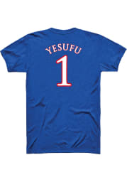 Joseph Yesufu Kansas Jayhawks Blue Player Name and Number Short Sleeve Player T Shirt
