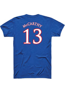 Charlie McCarthy Kansas Jayhawks Blue Basketball Player Name and Number Short Sleeve Player T Sh..