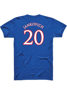Michael Jankovich Kansas Jayhawks Blue Basketball Player Name and Number Short Sleeve Player T S..