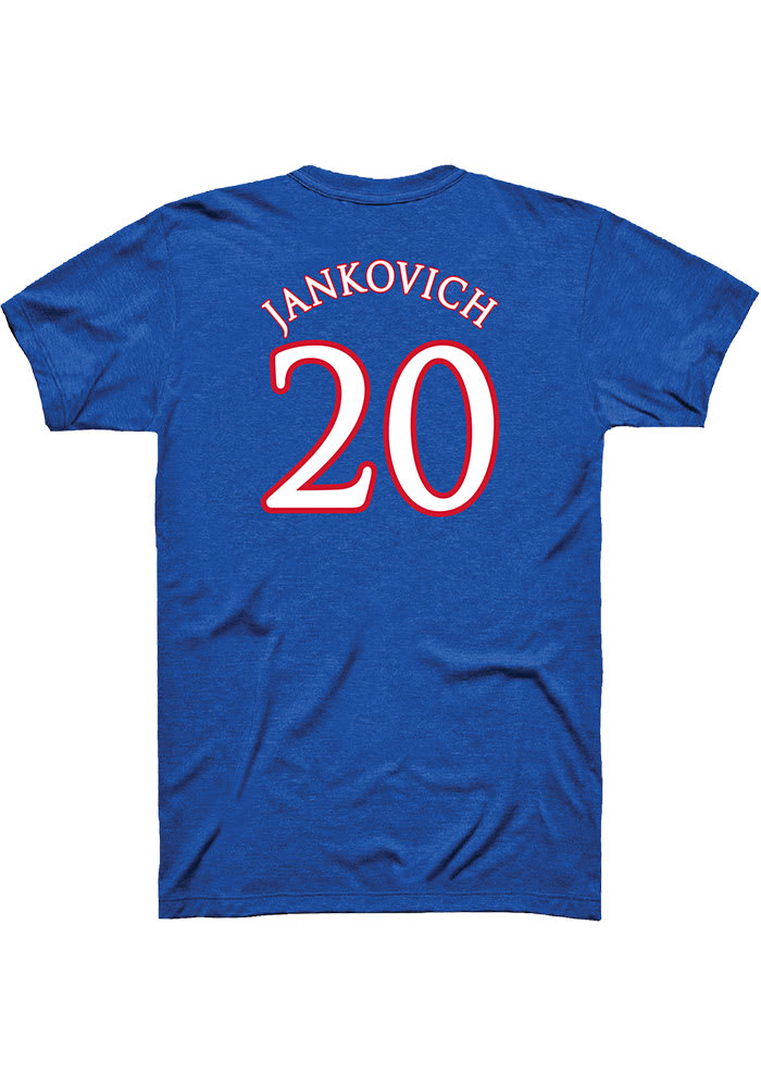 Michael Jankovich Kansas Jayhawks Blue Player Name and Number Short Sleeve Player T Shirt