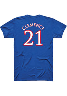 Zach Clemence Kansas Jayhawks Blue Basketball Player Name and Number Short Sleeve Player T Shirt