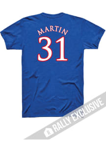 Cam Martin Kansas Jayhawks Blue Basketball Player Name and Number Short Sleeve Player T Shirt