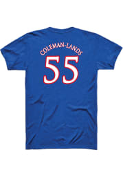 Jalen Coleman-Lands Kansas Jayhawks Blue Player Name and Number Short Sleeve Player T Shirt