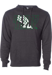 Rally North Texas Mean Green Mens Grey Showthrough Logo Lightweight Terry Long Sleeve Hoodie