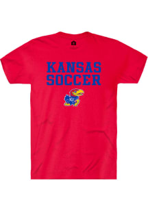Rally Kansas Jayhawks Red Soccer Stacked Short Sleeve T Shirt