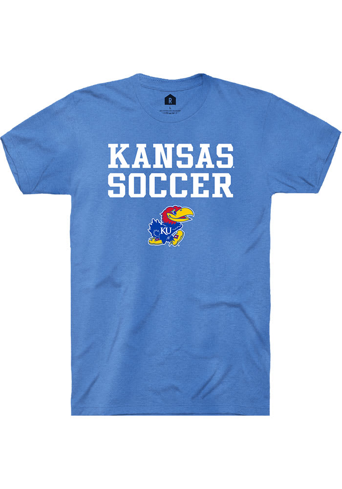 Rally Kansas Jayhawks Blue Soccer Stacked Short Sleeve T Shirt