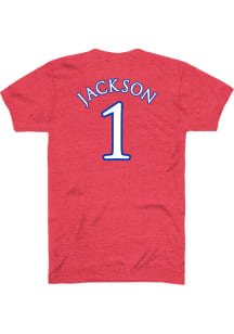 Taiyanna Jackson Kansas Jayhawks Red Basketball Name and Number Short Sleeve Player T Shirt