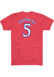 Aniya Thomas Kansas Jayhawks Red Basketball Name and Number Short Sleeve Player T Shirt