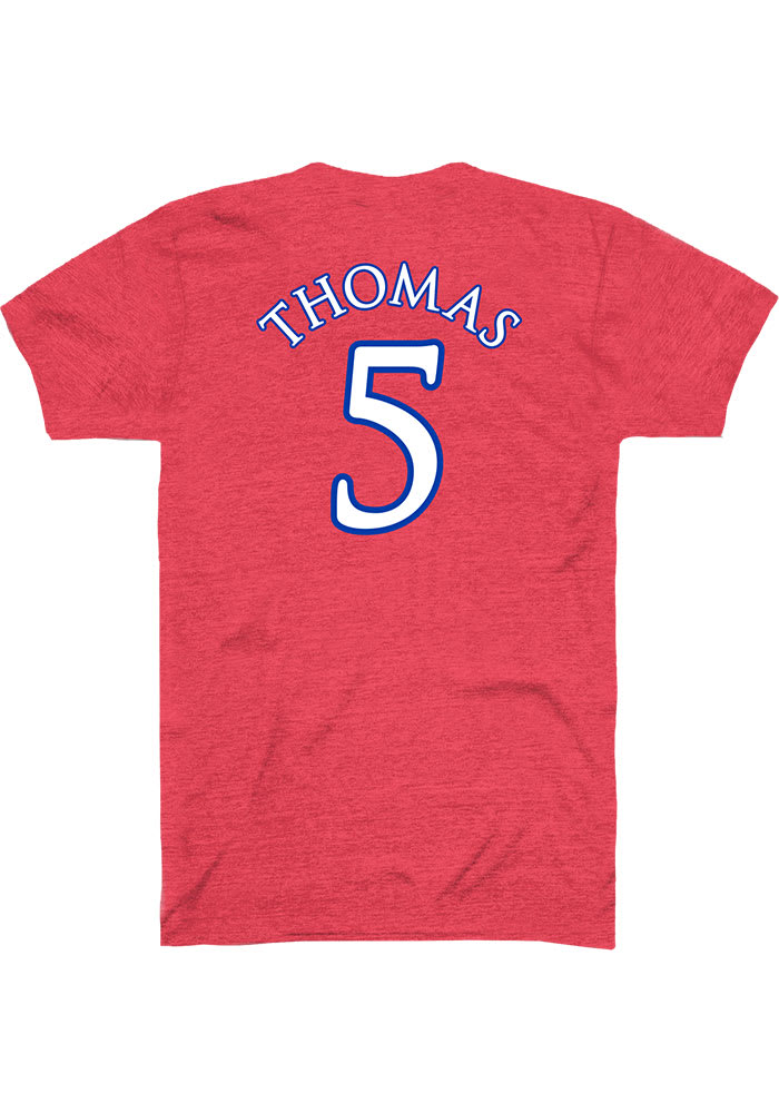 Aniya Thomas Kansas Jayhawks Red Name and Number Short Sleeve Player T Shirt