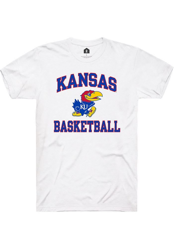 Rally Kansas Jayhawks White Basketball Number One Short Sleeve T Shirt
