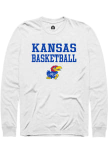 Rally Kansas Jayhawks White Basketball Stacked Long Sleeve T Shirt