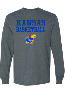 Rally Kansas Jayhawks Charcoal Basketball Stacked Long Sleeve T Shirt