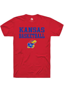 Rally Kansas Jayhawks Red Basketball Stacked Short Sleeve T Shirt