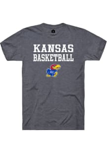 Rally Kansas Jayhawks Charcoal Basketball Stacked Short Sleeve T Shirt