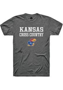 Rally Kansas Jayhawks Charcoal Cross Country Stacked Short Sleeve T Shirt