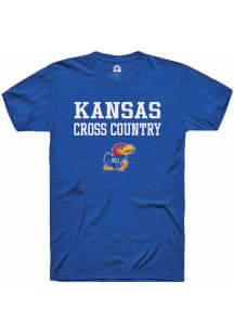 Rally Kansas Jayhawks Blue Cross Country Stacked Short Sleeve T Shirt