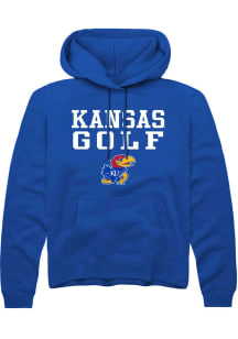 Rally Kansas Jayhawks Mens Blue Golf Stacked Long Sleeve Hoodie
