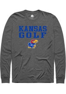 Rally Kansas Jayhawks Grey Golf Stacked Long Sleeve T Shirt