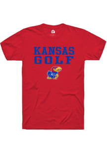 Rally Kansas Jayhawks Red Golf Stacked Short Sleeve T Shirt