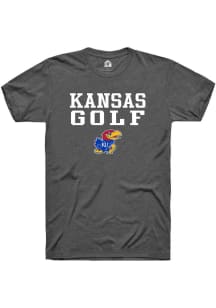 Rally Kansas Jayhawks Charcoal Golf Stacked Short Sleeve T Shirt