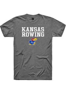 Rally Kansas Jayhawks Charcoal Rowing Stacked Short Sleeve T Shirt