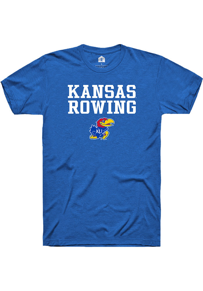 Rally Kansas Jayhawks Blue Rowing Stacked Short Sleeve T Shirt