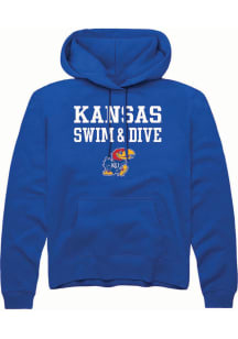 Rally Kansas Jayhawks Mens Blue Swim and Dive Stacked Long Sleeve Hoodie