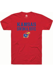 Rally Kansas Jayhawks Red Swim and Dive Stacked Short Sleeve T Shirt