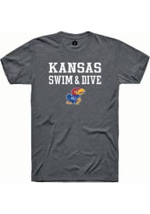 Rally Kansas Jayhawks Charcoal Swim and Dive Stacked Short Sleeve T Shirt
