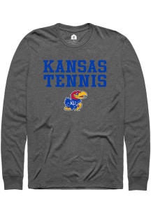 Rally Kansas Jayhawks Charcoal Tennis Stacked Long Sleeve T Shirt