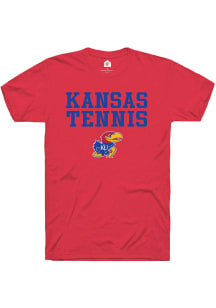Rally Kansas Jayhawks Red Tennis Stacked Short Sleeve T Shirt