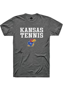 Rally Kansas Jayhawks Charcoal Tennis Stacked Short Sleeve T Shirt