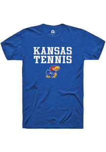 Rally Kansas Jayhawks Blue Tennis Stacked Short Sleeve T Shirt