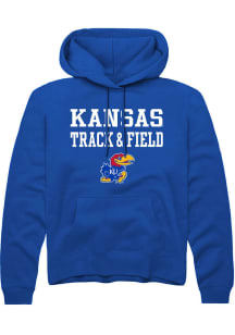 Rally Kansas Jayhawks Mens Blue Track and Field Stacked Long Sleeve Hoodie