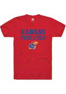 Rally Kansas Jayhawks Red Track and Field Stacked Short Sleeve T Shirt
