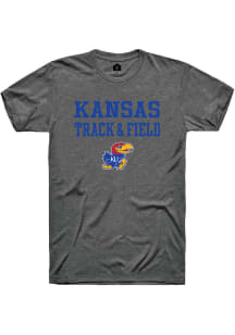 Rally Kansas Jayhawks Charcoal Track and Field Stacked Short Sleeve T Shirt