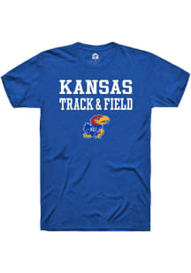 Rally Kansas Jayhawks Blue Track and Field Stacked Short Sleeve T Shirt