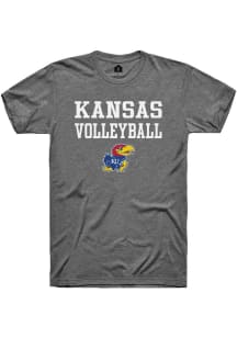 Rally Kansas Jayhawks Charcoal Volleyball Stacked Short Sleeve T Shirt