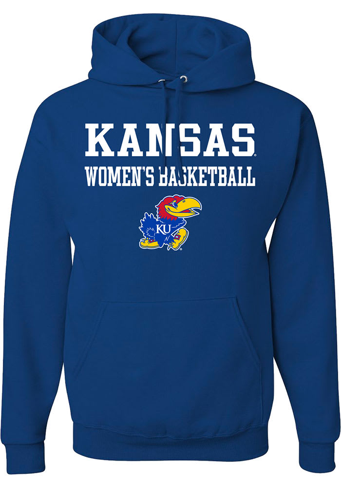 Rally Kansas Jayhawks Mens Blue Womens Basketball Stacked Long Sleeve Hoodie