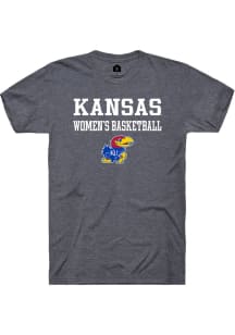 Rally Kansas Jayhawks Charcoal Womens Basketball Stacked Short Sleeve T Shirt