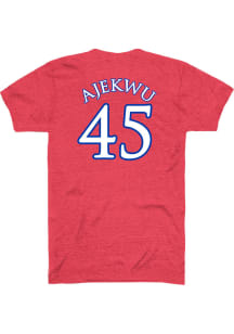 Chisom Ajekwu Kansas Jayhawks Red Basketball Name and Number Short Sleeve Player T Shirt