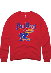 Rally Kansas Jayhawks Mens Red Pay Heed Long Sleeve Fashion Sweatshirt